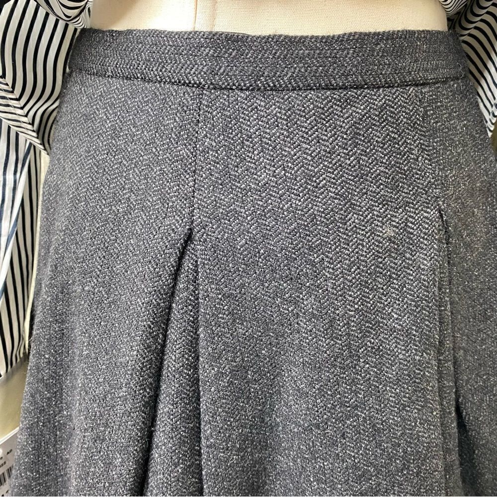 Ralph Lauren Charcoal Grey Camelhair Wool Blend Herringbone Tweed Pouf Skirt - Picture 12 of 16